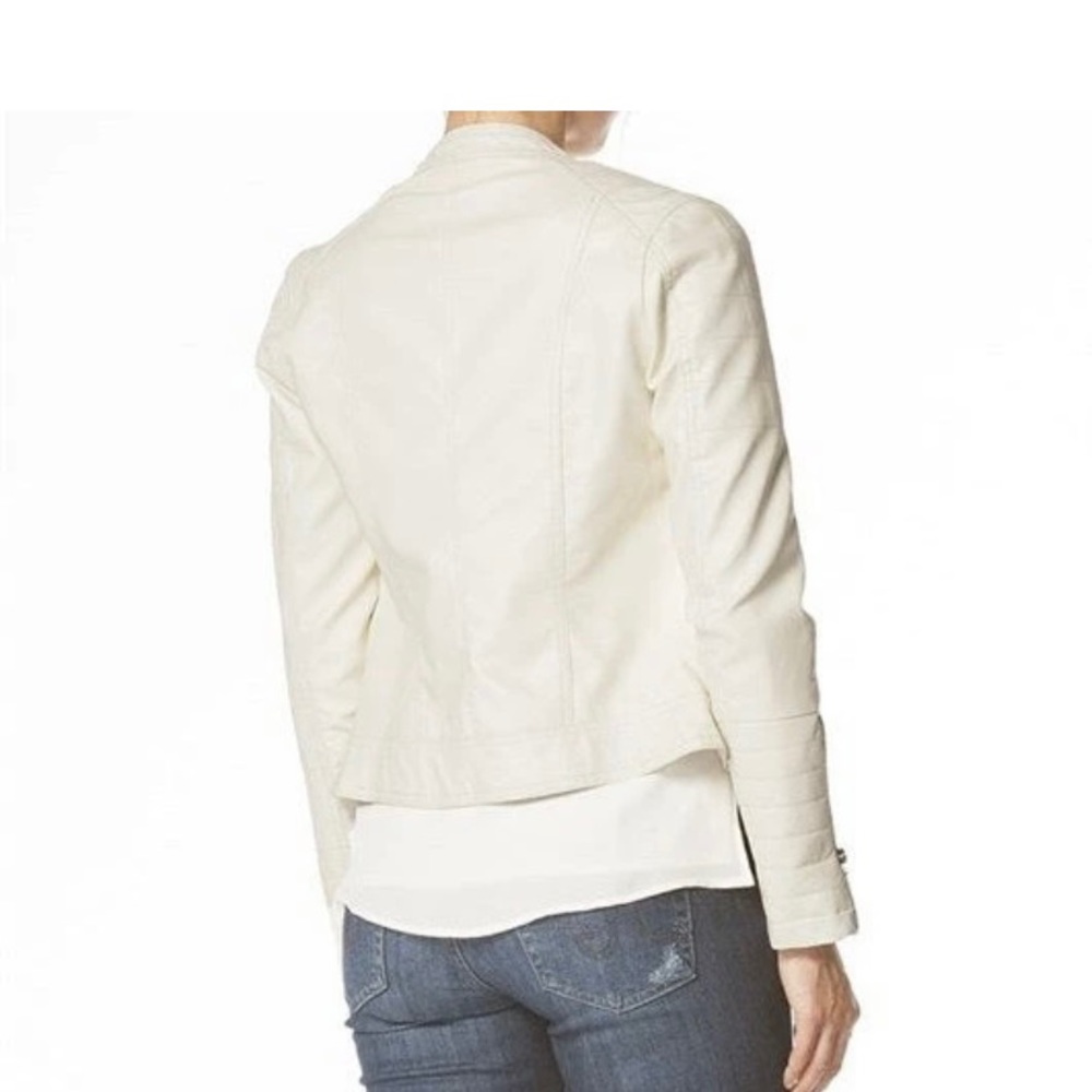 Off-white Faux Leather Moto Jacket - Picture 2 of 2